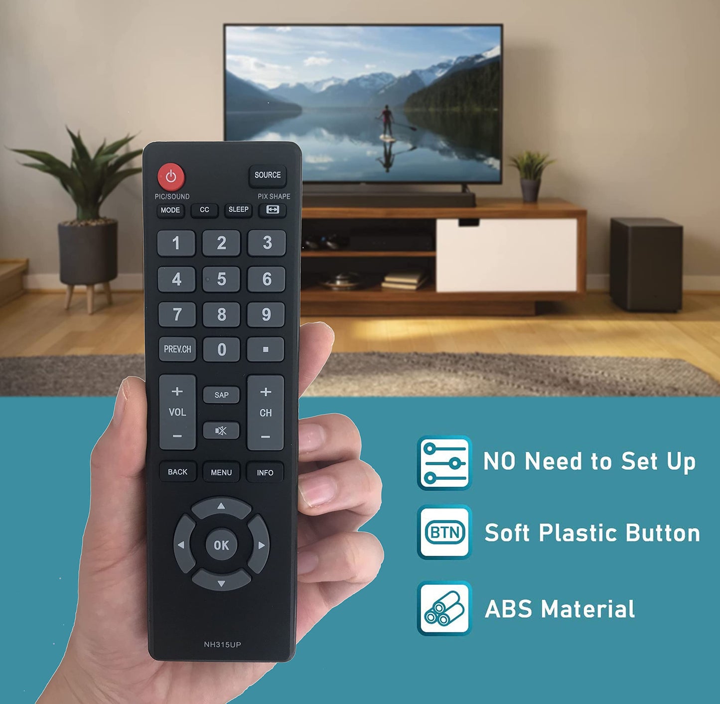 Replacement Remote Control for Sanyo TV NH316UD FW32D06F FW32D06F-B FW40D48F FW40D36F FW40D36F-B FW43D25F FW50D36F FW55D25F FW55D25F-B