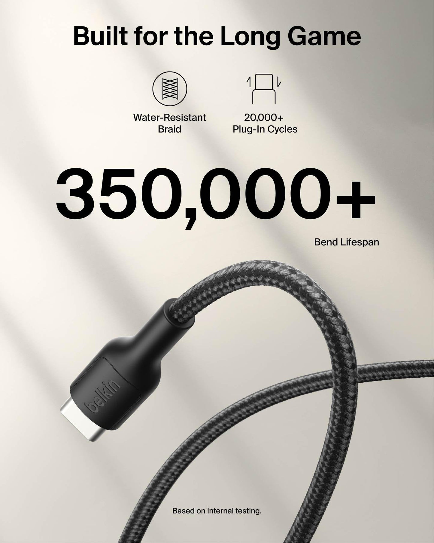 Belkin Gaming USB C to USB C Cable 60W (6.6ft), Braided Type C Charger Fast Charging for Nintendo Switch 2, iPhone 16, iPhone 15, iPad, MacBook Air