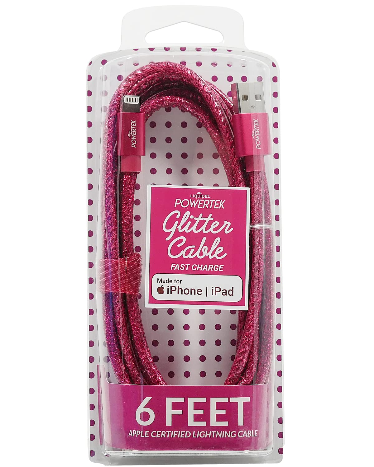 LIQUIPEL Powertek Glitter MFi Certified Charger Compatible for Apple iPhone, iPad, 6ft Cable, Lightning to USB Cable Cord, Fast Charging Lightning…