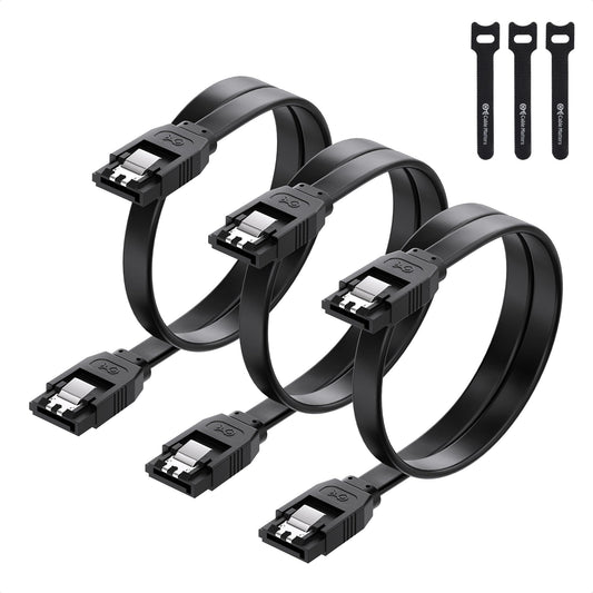 Cable Matters 3-Pack Straight SATA Cable - 18 Inch, SATA III 6Gbps Data Cable for SSD, HDD, CD/DVD Drives, Hard Drive, Optical Drive, Gaming PC
