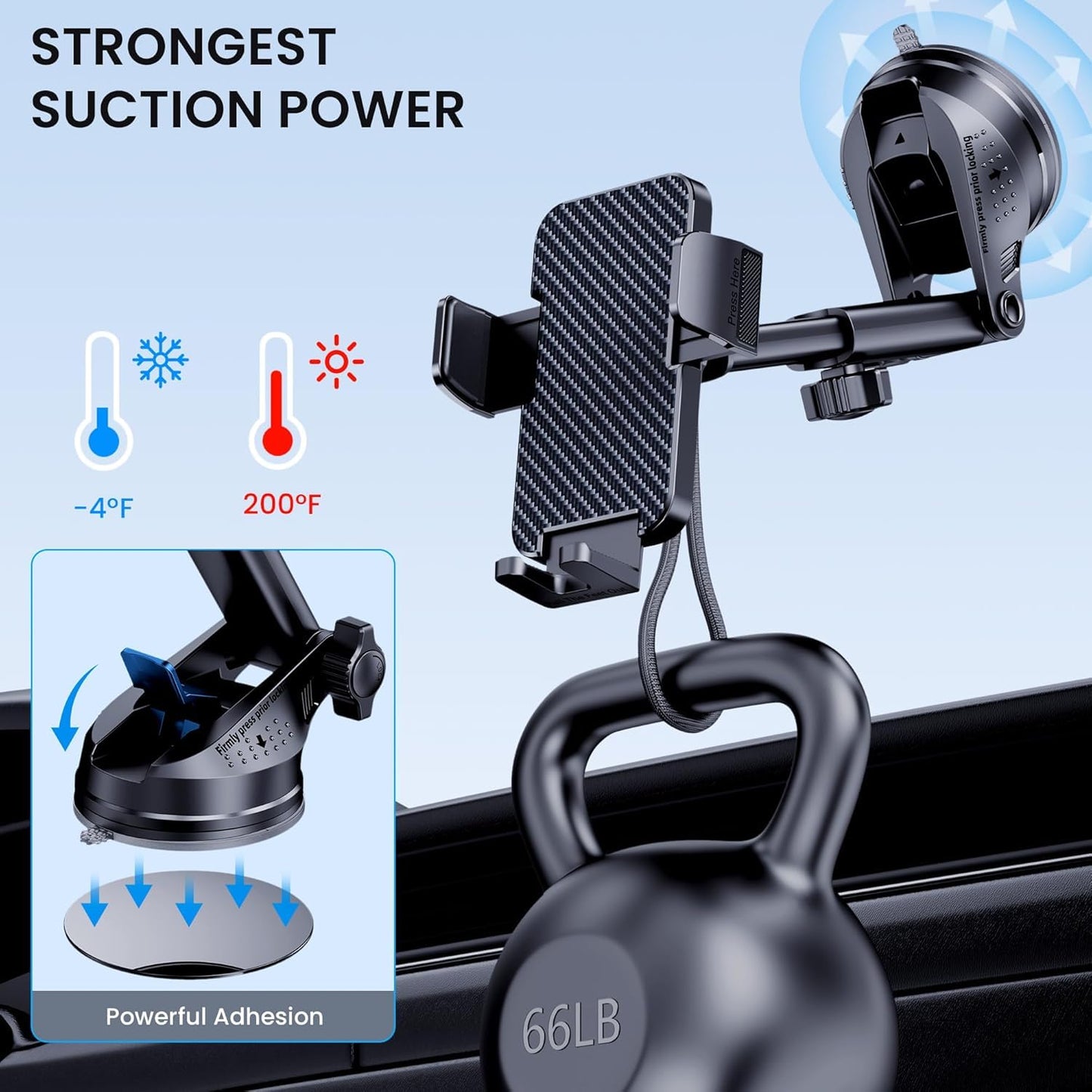 BIVGAZA Phone Holder Car [Military-Grade Suction] Universal Car Phone Holder [Thick Case Friendly] Automobile Accessories Dashboard Air Vent
