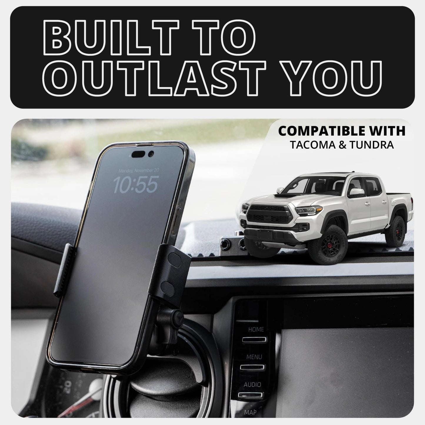 Tackform Link Vent Phone Mount Compatible with 2016-2023 Toyota Tacoma and 2014-2021 Toyota Tundra | Aluminum | Zero Slip, Anti-Scratch | Universal