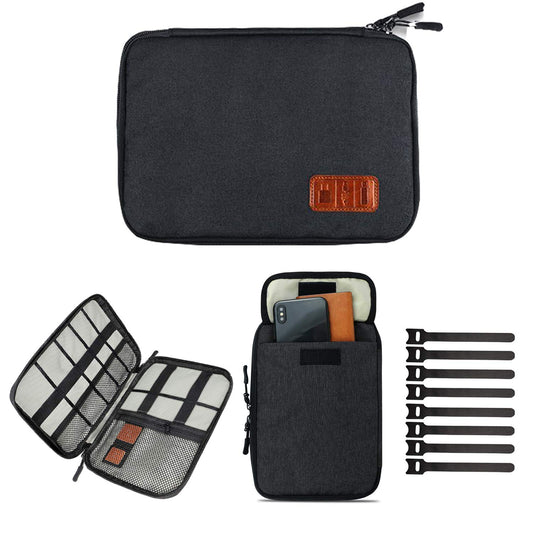 cakuuma Cable Organizer Bag, Travel Electronics Accessories Carry Case Portable Cord Organizer Bag for USB Cable Cord Pen Hard Cables Earphone Ipad