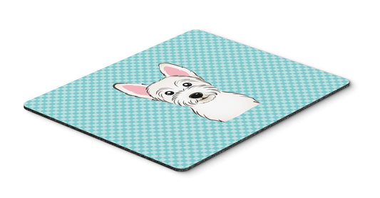 Caroline's Treasures BB1164MP Checkerboard Blue Westie Mouse Pad, Hot Pad or Trivet for Home Office Gaming Working Computers Laptop Mouse Mat,Washable