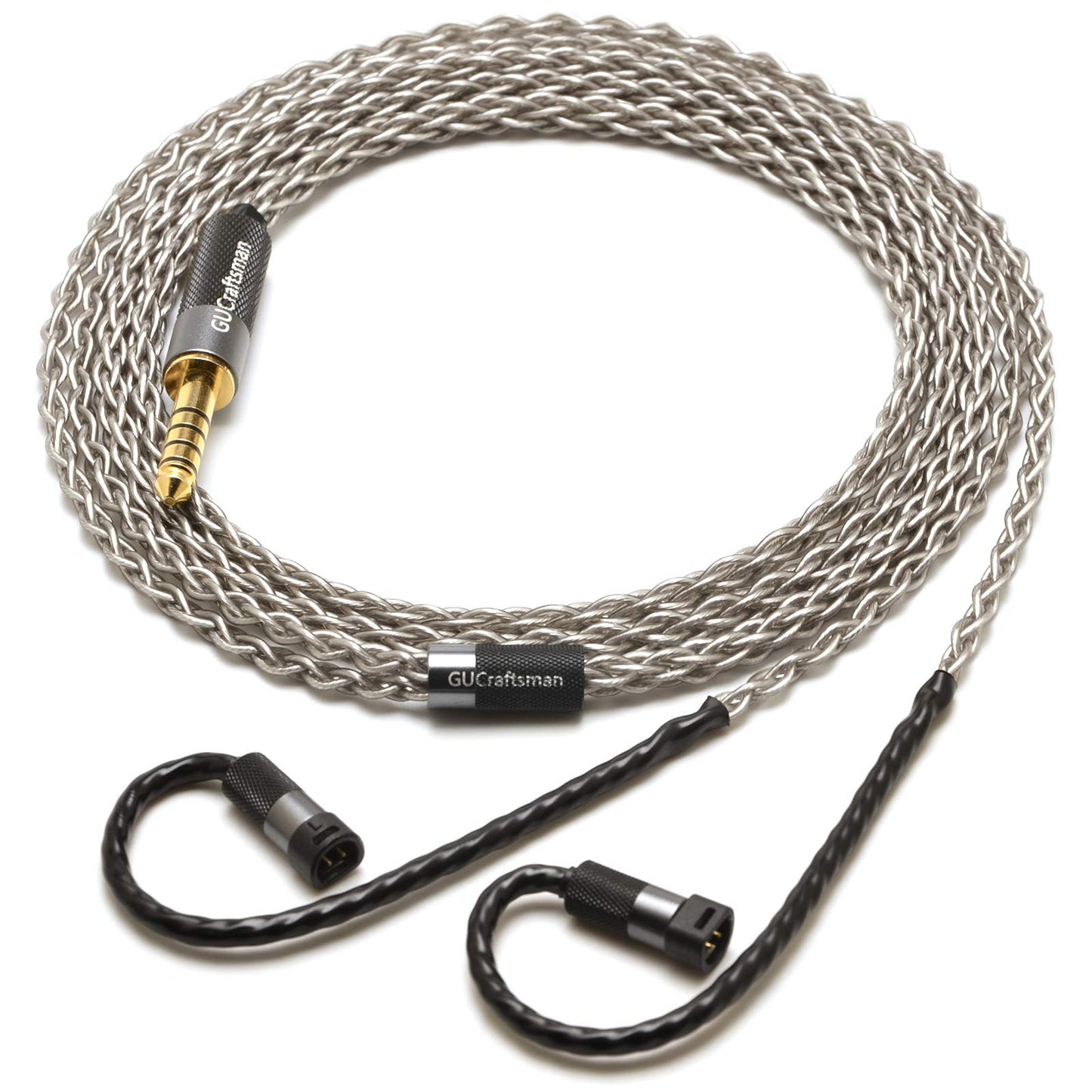 GUCraftsman 6N Single Crystal Silver Upgrade Earphone Cable 2.5mm/4.4mm Balance Earphone Upgrade Cable for SENNHEISER IE8 IE8i IE80 IE80s (4.4mm Plug)