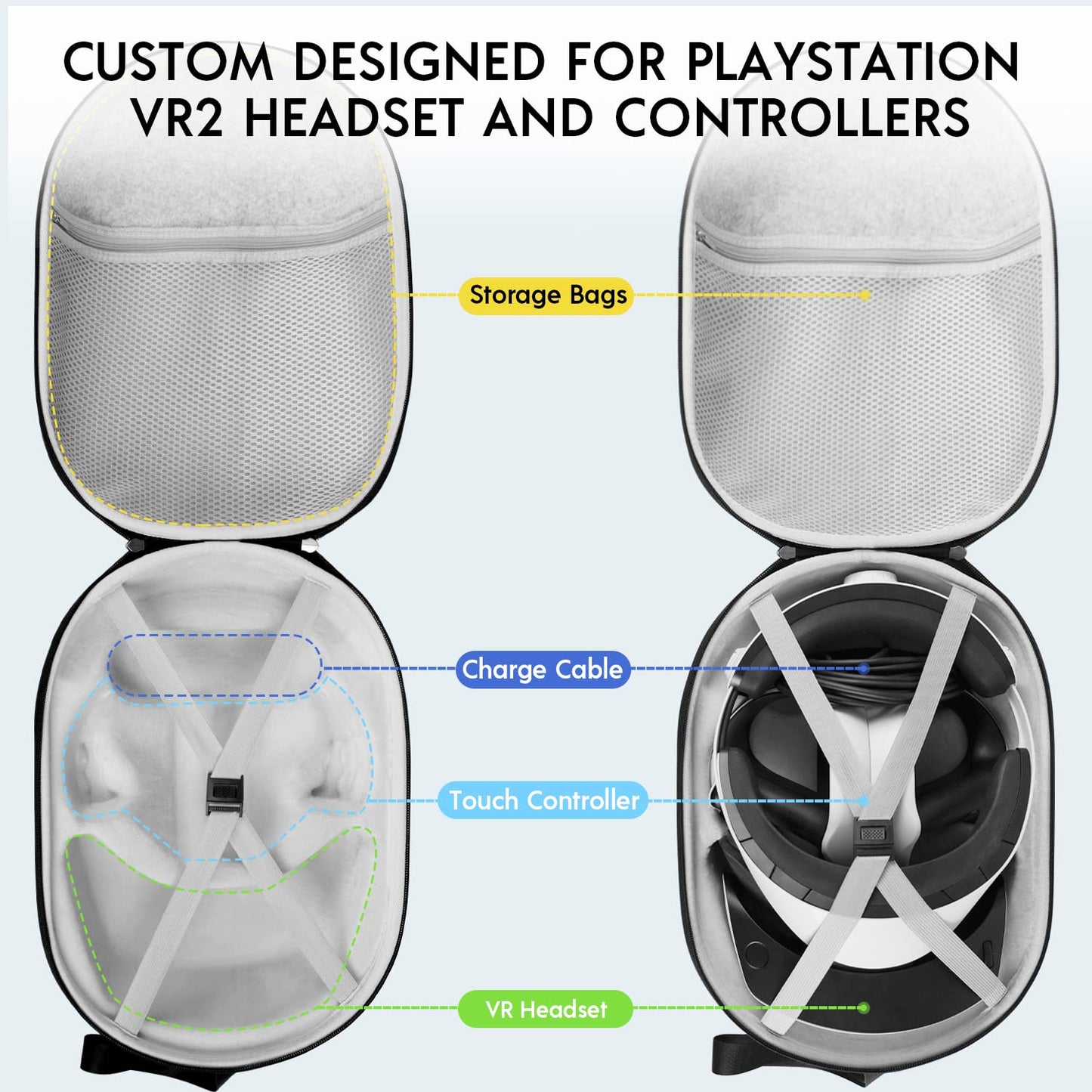 sarlar Hard Carrying Case Compatible with Playstation VR2 Gaming Headset and Touch Controllers Accessories, PS VR2 Portable Case Suitable for Travel
