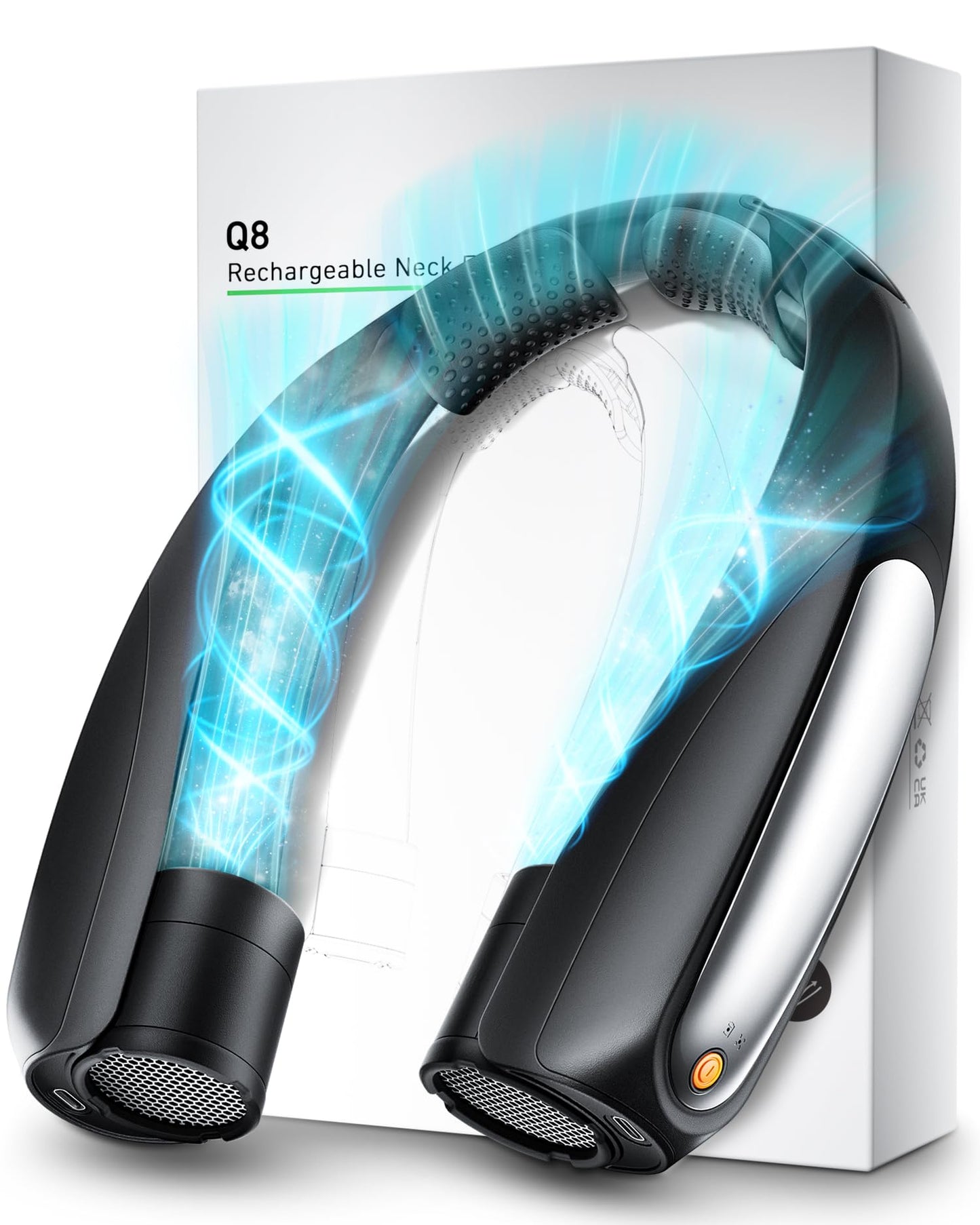 Rarekoas Portable Neck Fan, Hands-Free, 6 Speeds, 6000 mAh Battery, 360° Cooling Wearable Personal Fan, Rechargeable, Gifts for Women Men, Suitable