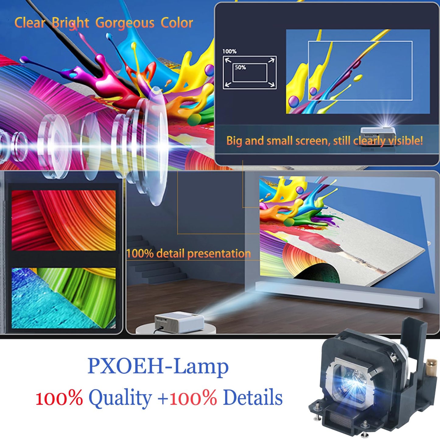 PXOEH A+ LAX100 for Panasonic PT-AX200U AX100U AX200E AX200 TH-AX100 AX100E AX100 Replacement Projector Lamp Bulb with Housing