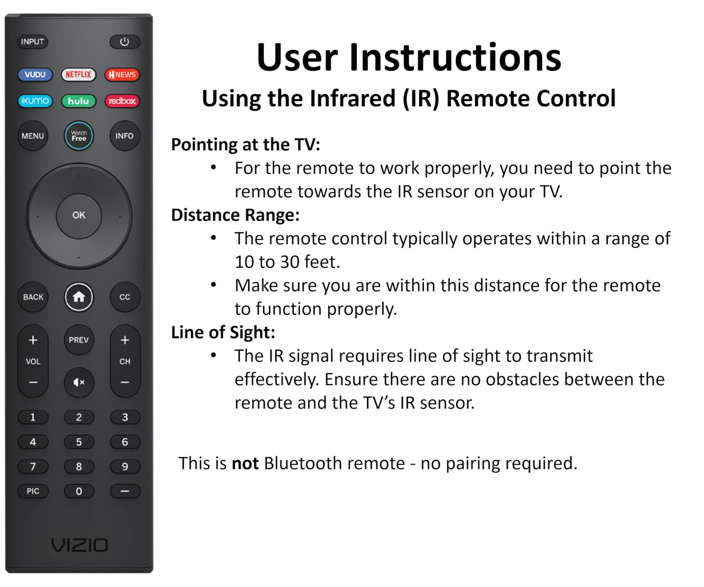 VIZIO SmartCast Universal Remote Control - Smart Remote Replacement for All VIZIO TVs - Infrared Remote Requires 2 AAA Batteries