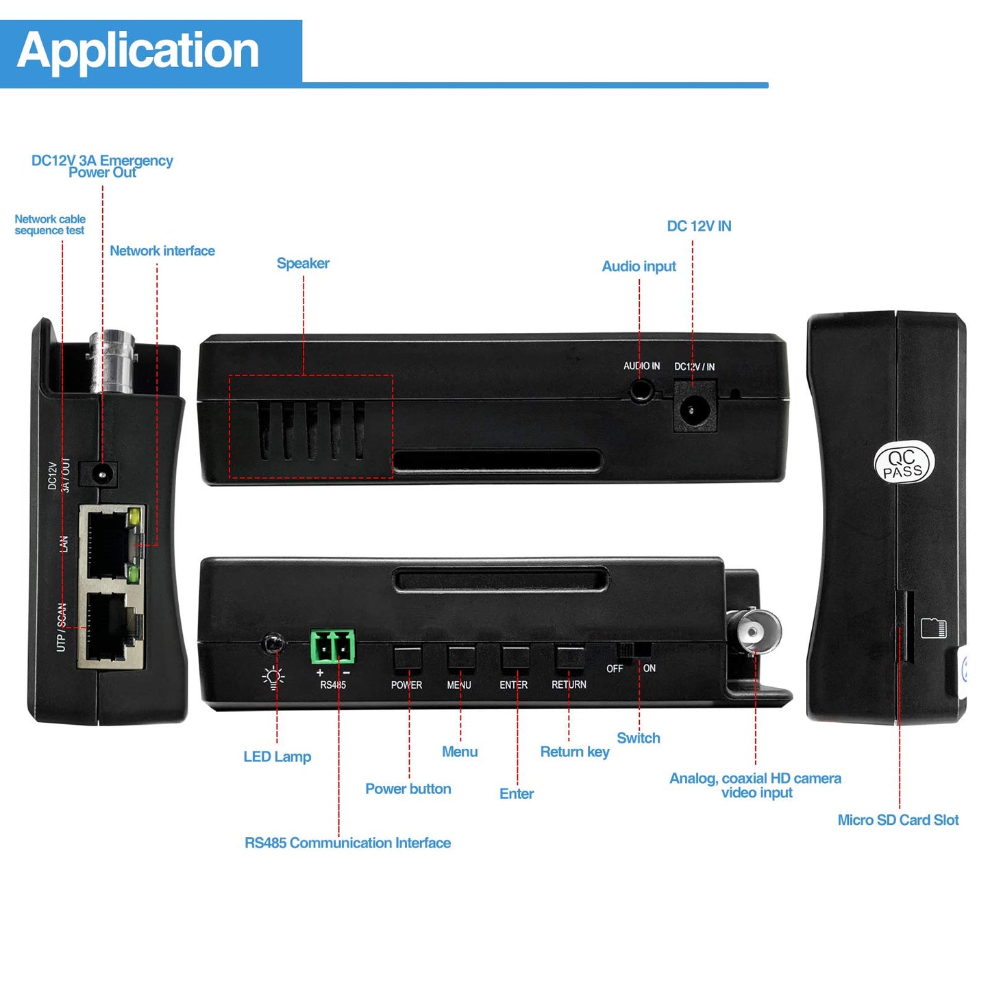 Rsrteng CCTV Camera Tester Support 12MP IP Camera 8MP TVI/CVI/AHD Camera CVBS Camera 4-inch IPS Touch Screen Monitor CCTV Tester Support POE PTZ 4K