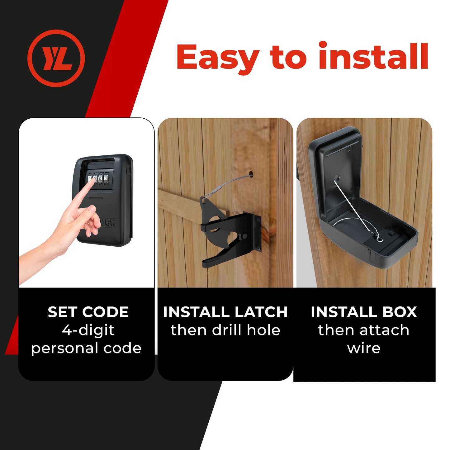 Gate Lock XLB - Secure Keyless Fence Lock and Latch with 2-Way Access - Strong Durable System for Theft Prevention and Home Security, Easy
