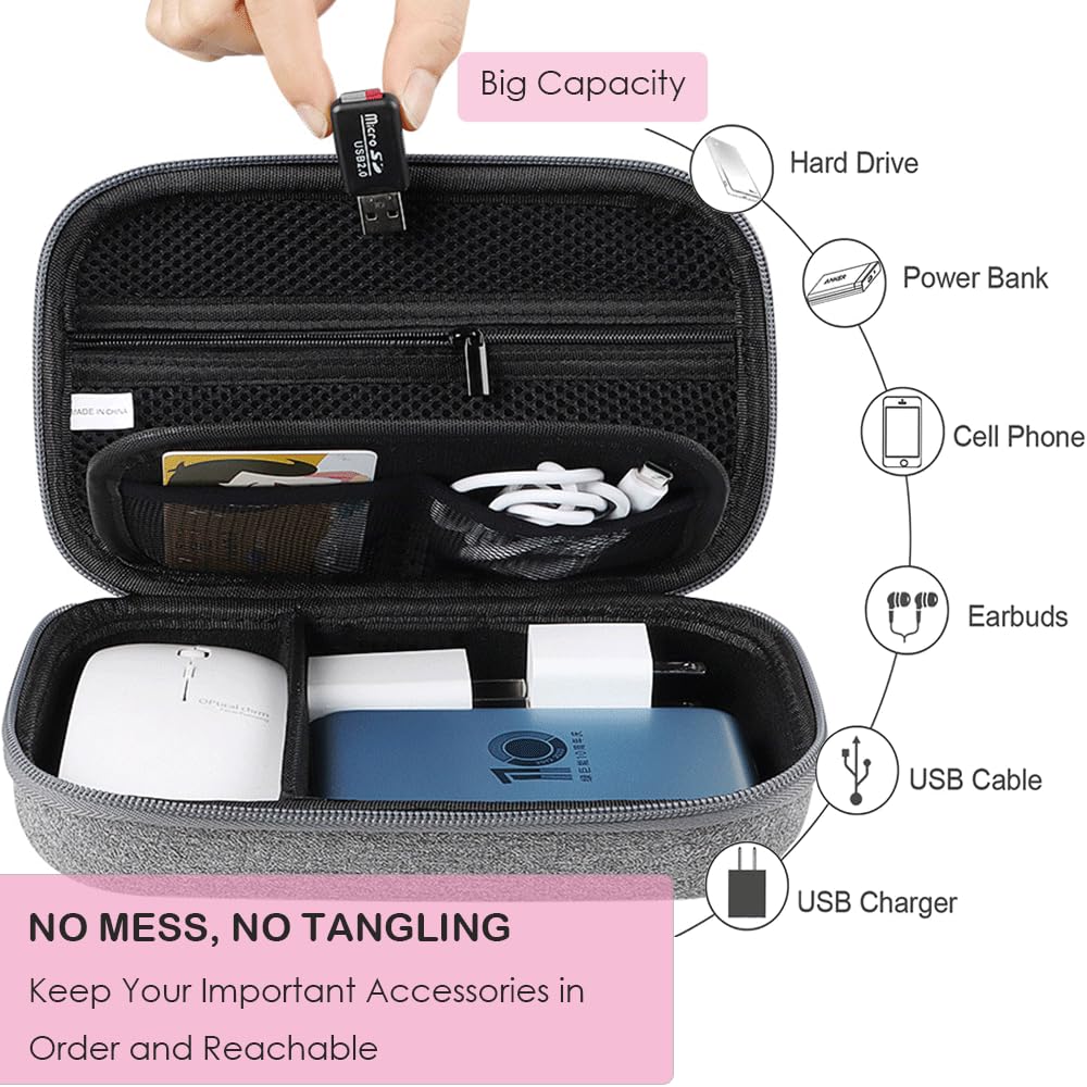 CAAORDKSO Hard Electronic Organizer Travel Case for MacBook Power Adapter Chargers Cables Power Bank Apple Magic Mouse USB Flash Disk SD Card Hard