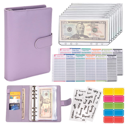 NICOOTH Budget Binder A6 Money Saving Binder with Zipper Cash Envelopes