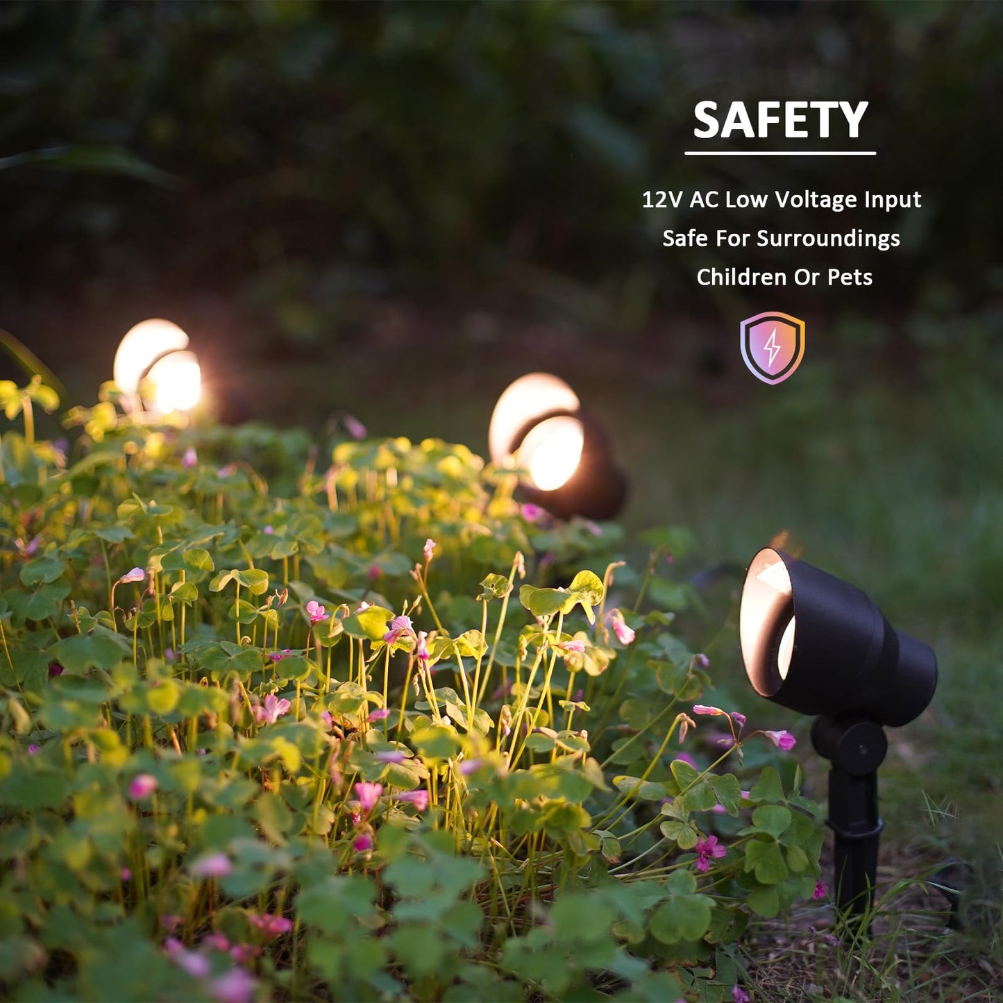 Malibu Low Voltage Landscape Spotlights 20W Halogen Spot Lights 12V AC Outdoor Black Landscape Lighting Kit with Spike Stakes and Connectors 145 Lumen