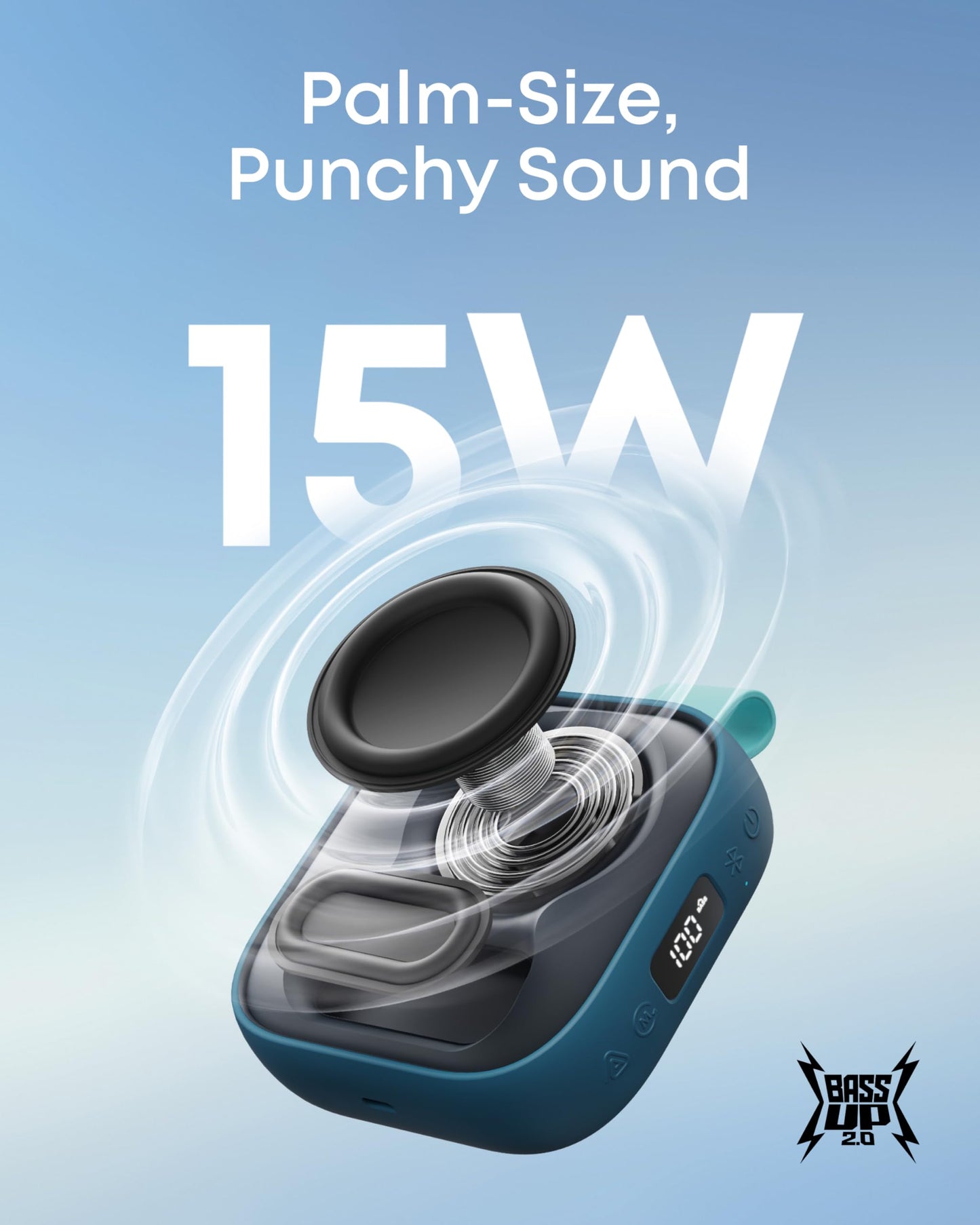Soundcore Boom Go 3i Portable Bluetooth Speaker by Anker, 15W Punchy Sound, 24H Playtime, IP68, BassUp 2.0, Emergency Charging, Bluetooth 6.0