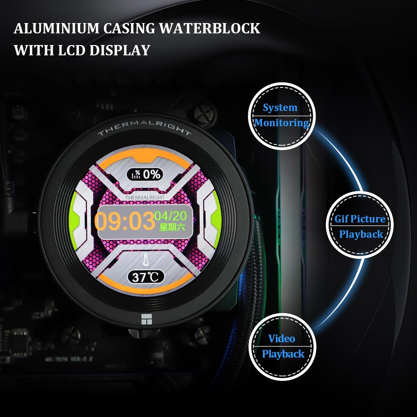 Thermalrlght CORE Vision 360 Black CPU Water Cooler,3 PWM Fans Water Cooling System with 2150PRM,for AM4/AM5&Intel LGA1851/1700, Magnetic Detachable