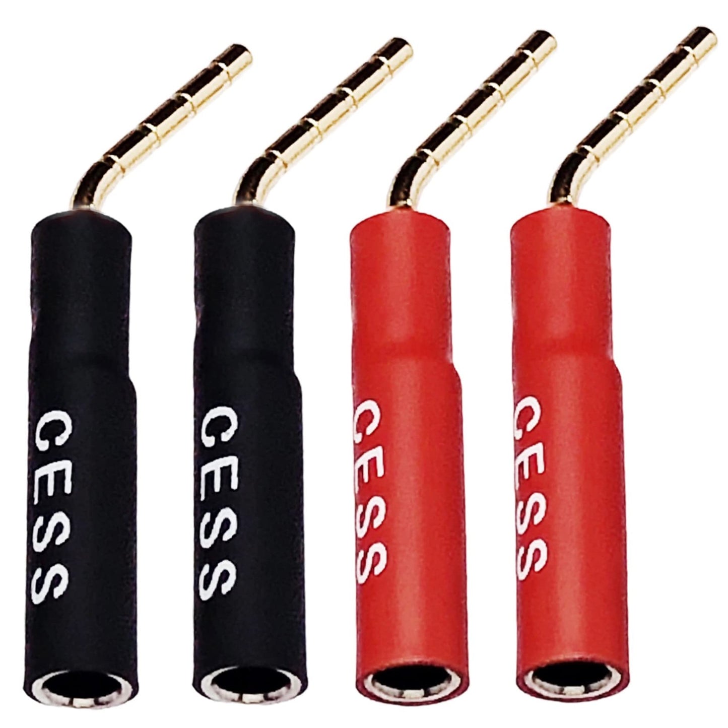CNCESS 4mm Banana Female Jack to 2mm Bend Pin Banana Plug Adapter, Screw Type Speaker Wire Connector, 4 Pack