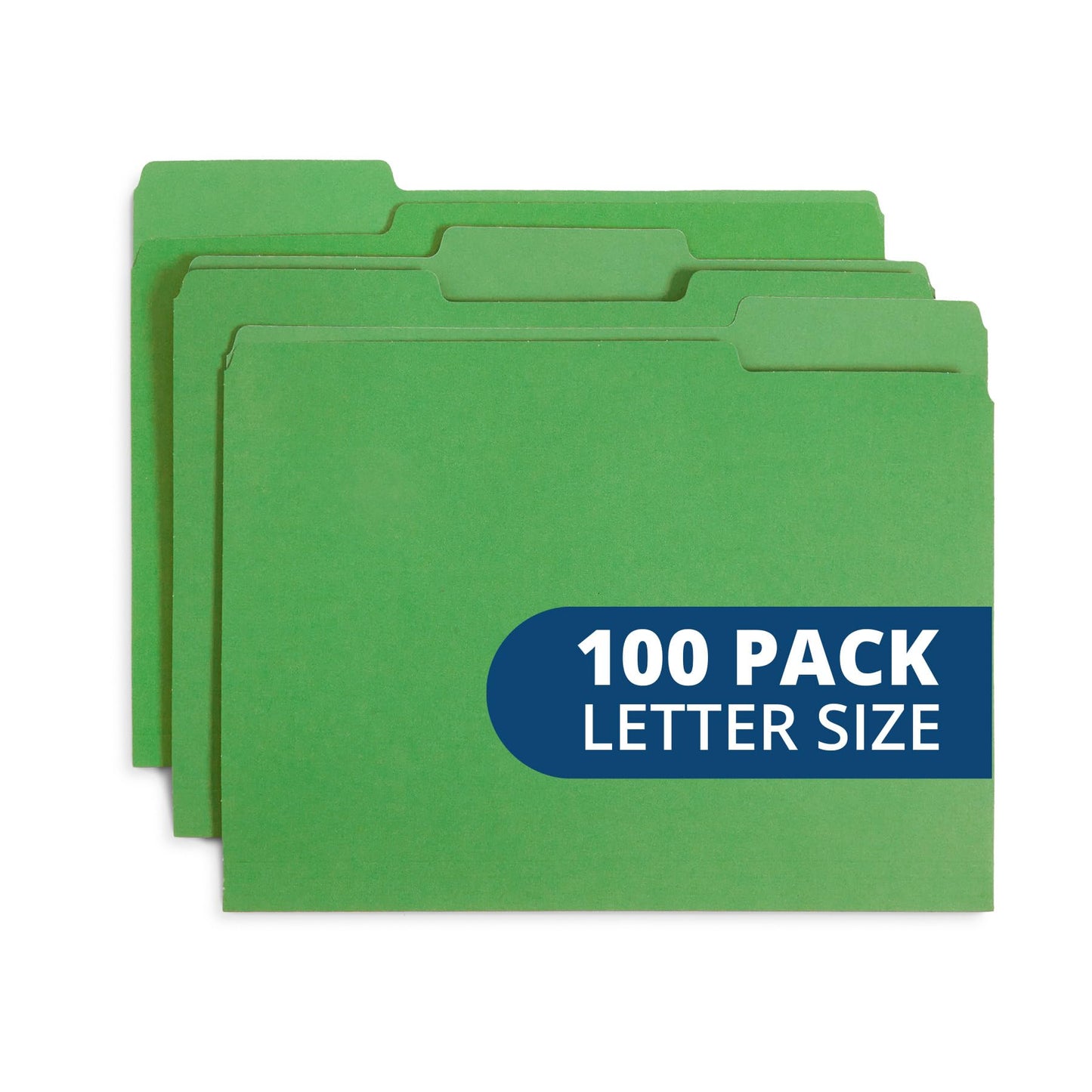 Blue Summit Supplies 100 File Folders, Letter Size, 1/3 Cut Tab, Green