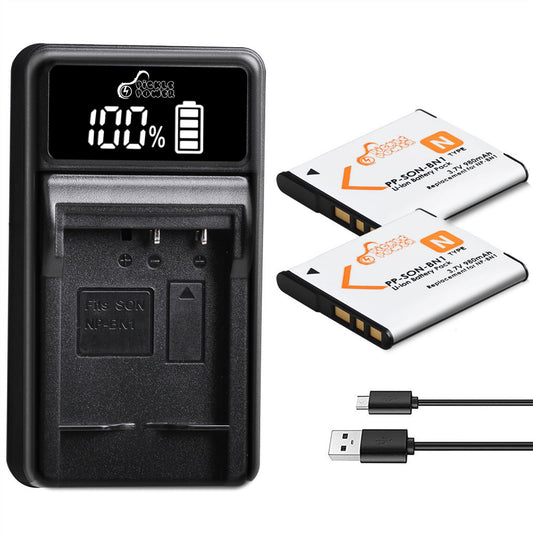 Pickle Power NP-BN1 Batteries and Battery Charger Replacement for Sony Cyber-Shot DSC-W800 DSC-W530 DSC-W570 DSC-W650 DSC-W830 DSC-W310 DSC-W330