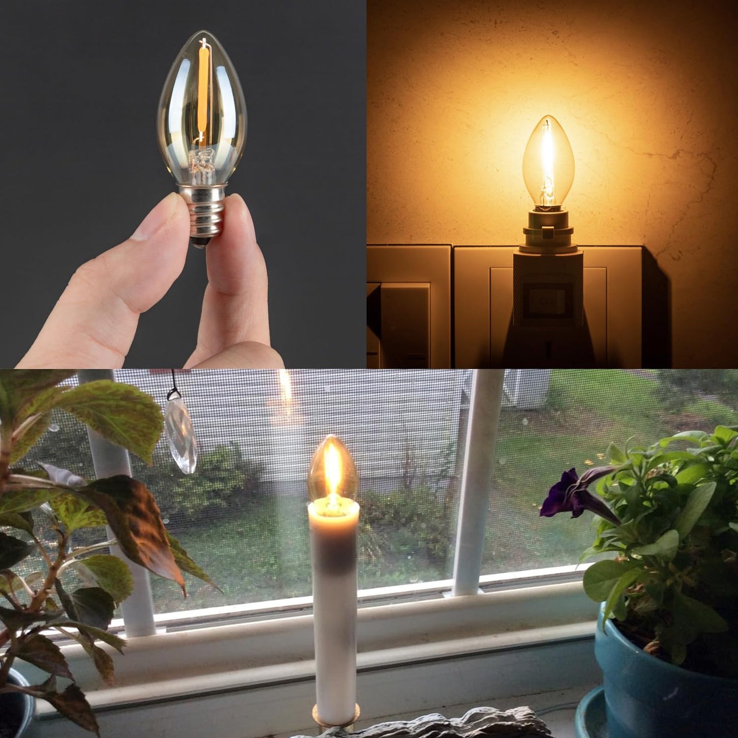 Sphoon C7 LED Night Light Bulb,E12 Candelabra 0.5W LED Filament Bulb,50lm