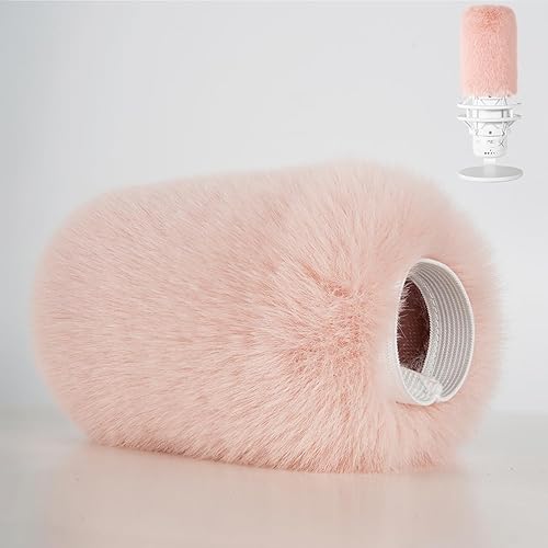 Windscreen/Pop-Filter for Hyperx QuadCast S Microphones -Foam Mic Cover for Filtering Wind Noise, Plosives and Hissing Noise (Furry-Pink)