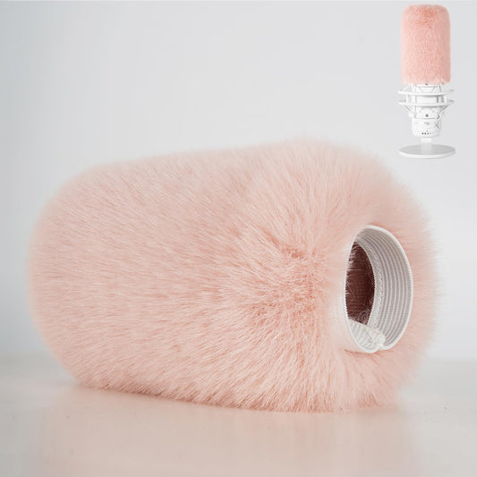Windscreen/Pop-Filter for Hyperx QuadCast S Microphones -Foam Mic Cover for Filtering Wind Noise, Plosives and Hissing Noise (Furry-Pink)