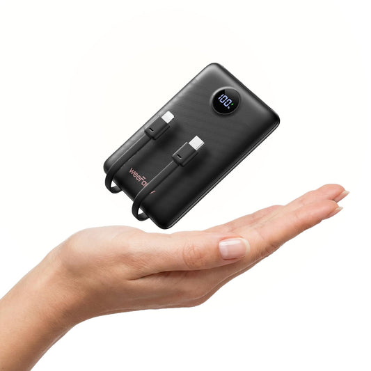 WeeFancy Mini Portable Charger with Built-in Cables-10000mAh 22.5W Fast Charging Power Bank,Smaller USB-C Battery Pack