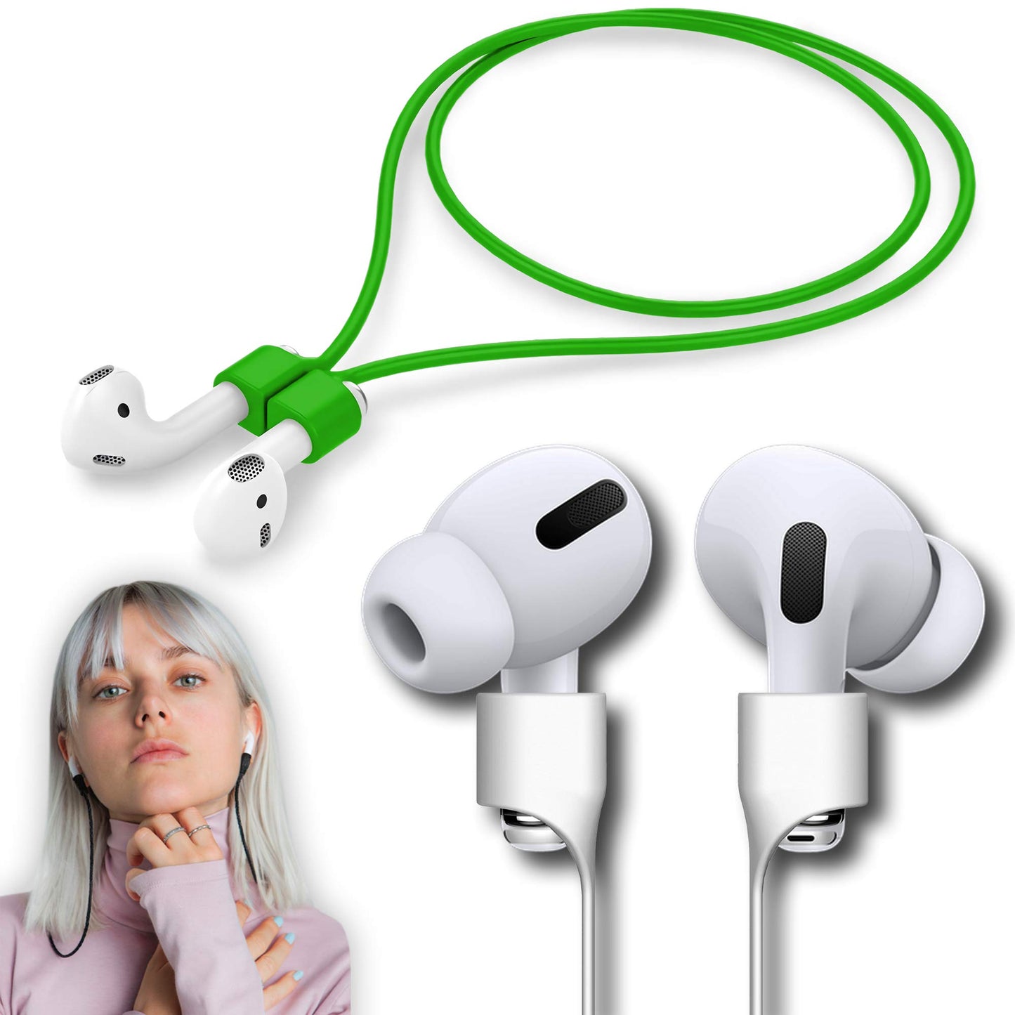 cobcobb Ultra Strong Magnetic Airpod Pro Strap Anti-Lost Cord Sports Lanyard Compatible with Airpods 3rd 2nd Generation Pro 3 2 1 (Green)