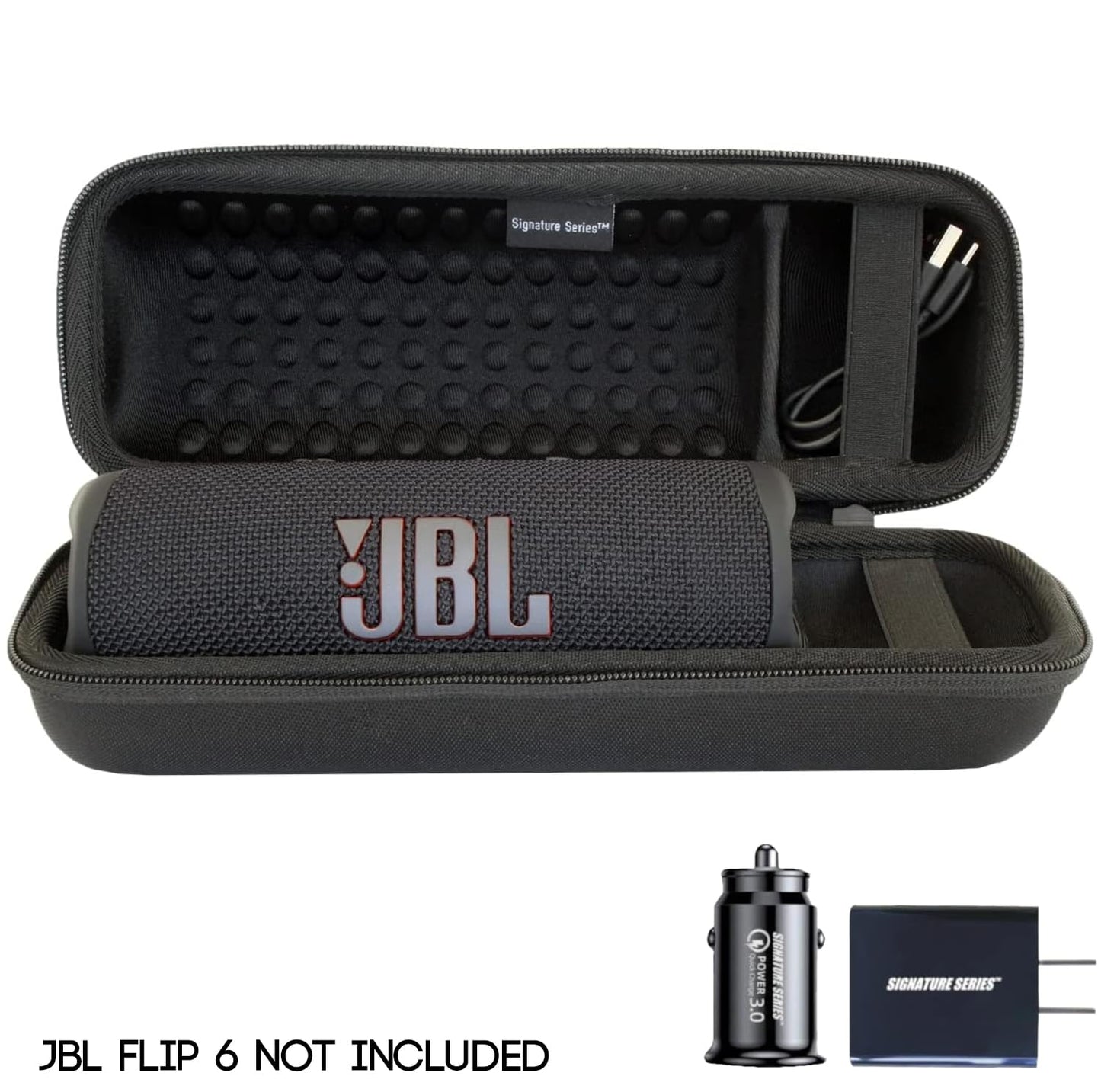 Signature Series Accessory Bundle for JBL Flip 6 Portable Bluetooth Speaker | Includes Signature Series Shockproof EVA Hard Case with Wall and Car