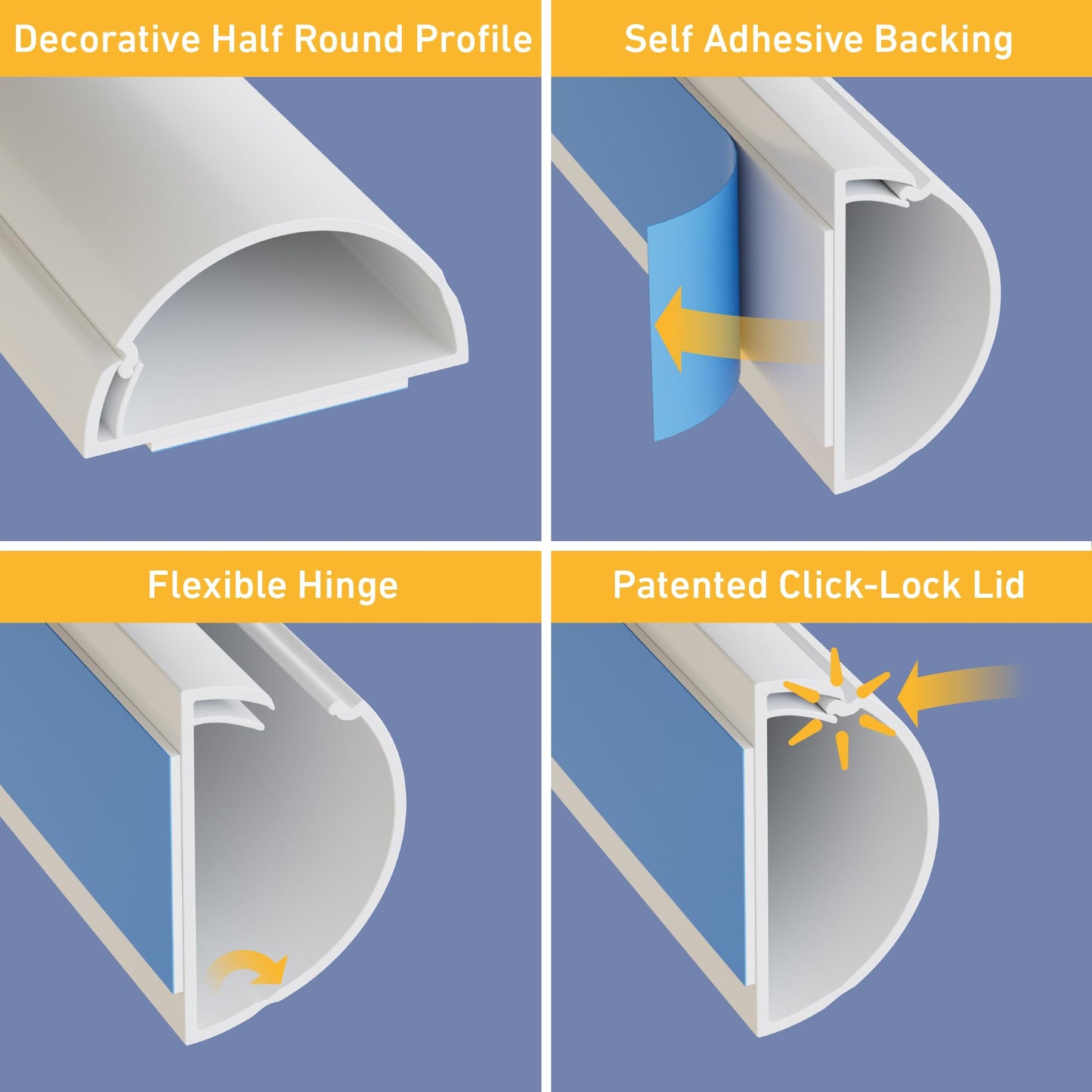 D-Line 157in Cord Cover Kit, Self-Adhesive Wire Hiders, Paintable Cable Raceway to Hide Wires on Wall, Electrical Cable Management - 10x 15.7 Lengths
