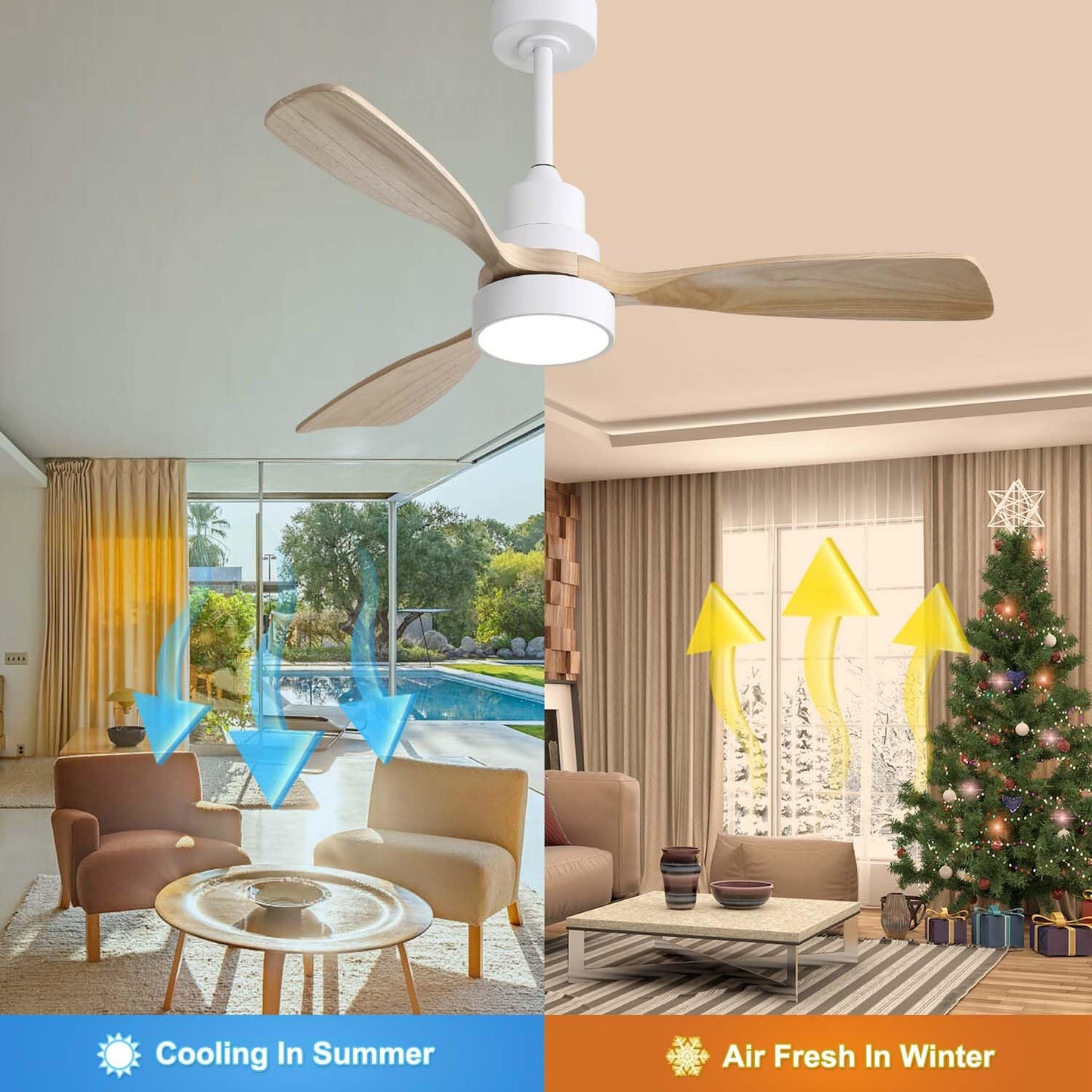 HRVEOCEI 52 Inch Modern Ceiling Fans With Lights for Bedroom, Flush Mount/Low Profile Fan Ceiling with Remote Control, 5 Blades Reversible for Living