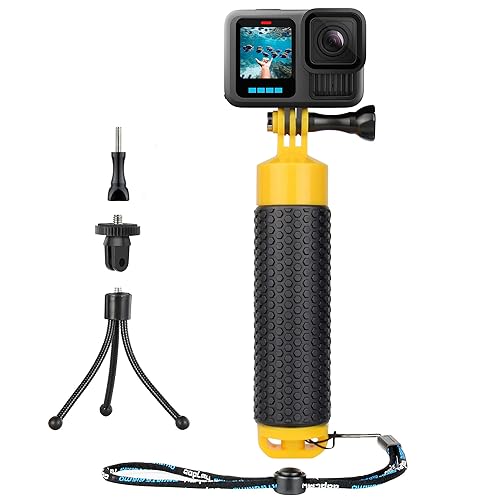GEPULY Floating Hand Grip with Mini Tripod Stand Waterproof Stick Pole for Insta 360 GoPro Hero 13 12 11 10 9, AKASO DJI Action 6 Handle Mount