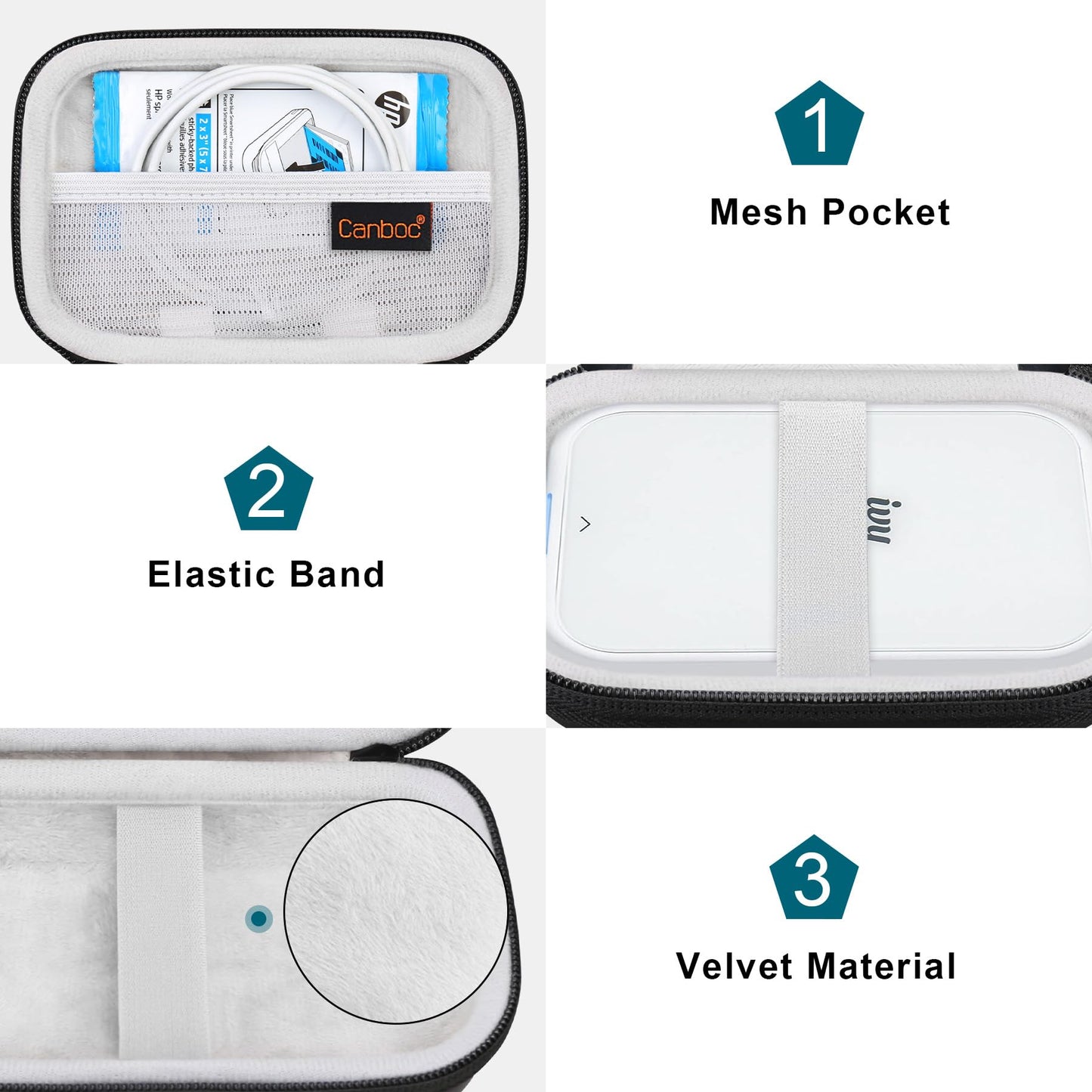 Canboc Hard Case for New Canon Ivy 2/ Canon Ivy/Canon Ivy CLIQ+ CLIQ 2 CLIQ+2 Photo Printer Mobile Wireless Bluetooth Instant Camera Printer, Mesh Bag