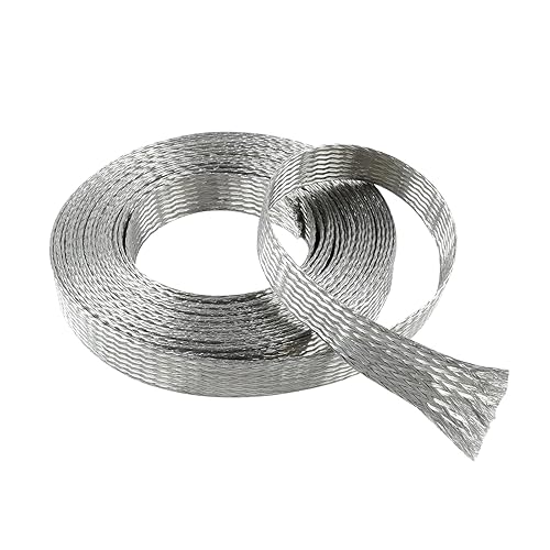 Wire Shielding Braid Ground Strap Tinned Copper Metal Cable Sleeve Mesh Electrical Signal Screening 5/16" ID (1/2 inch - 8ft)