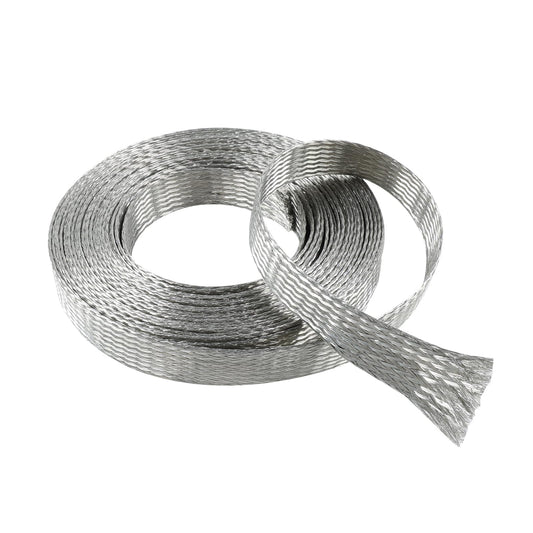 Wire Shielding Braid Ground Strap Tinned Copper Metal Cable Sleeve Mesh Electrical Signal Screening 5/16" ID (1/2 inch - 8ft)