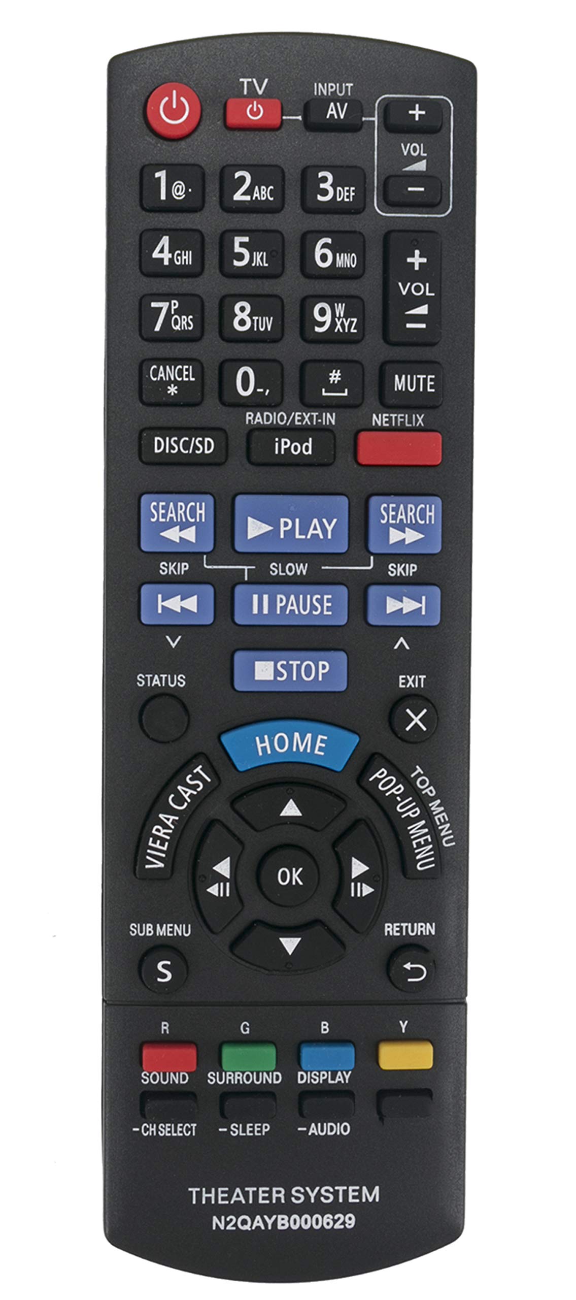 N2QAYB000629 Replaced Remote fit for Panasonic Blu-ray Home Theater System Full HD 3D Blu-ray Disc Player SC-BTT268 SC-BTT270 SC-BTT273 SABTT268