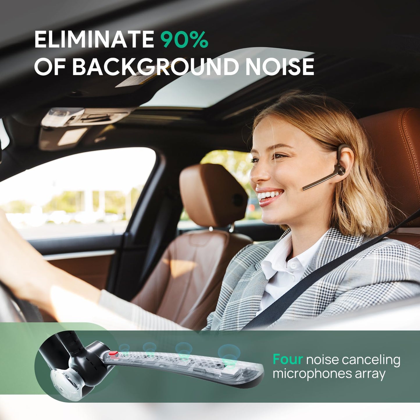 Yealink Bluetooth Headset BH71,Wireless Bluetooth Earpiece with 4 Noise Canceling Microphones,Teams&Zoom Certified,Mute Function,Connect to Cell