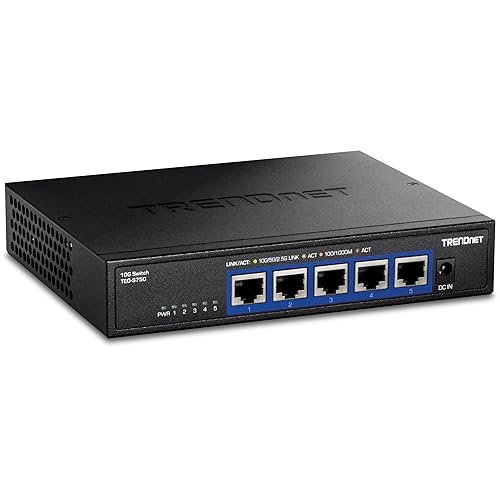 TRENDnet 5-Port 10G Switch, TEG-S750, 5 x 10G RJ-45 Ports, 100Gbps Switching Capacity, Supports 2.5G and 5G-Base-T Connections, Ethernet Splitter