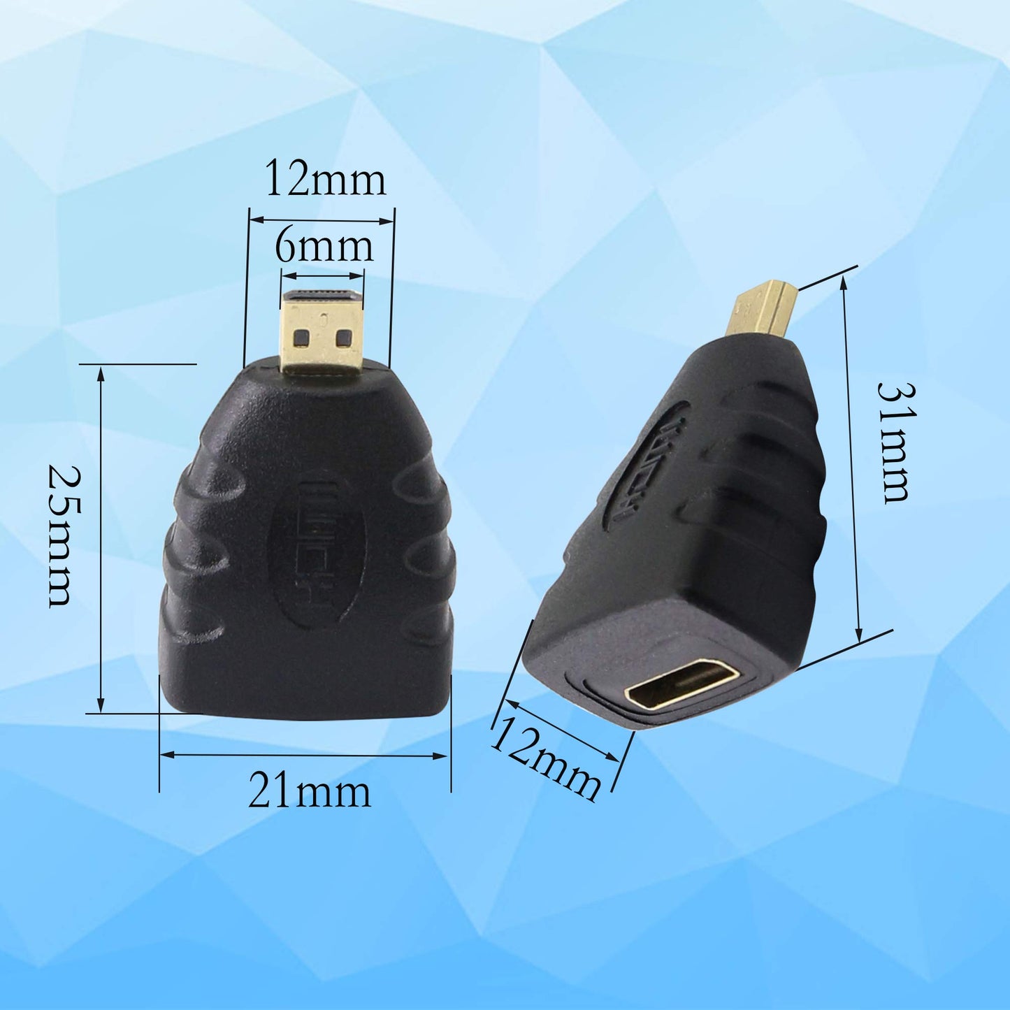 Micro HDMI to Mini HDMI Adapter Type D HDMI 1.4 Male to Type C HDMI 1.4 Female Extender Connector YOUCHENG for Smart Phone,Cameras?Tablet?2-Pack?