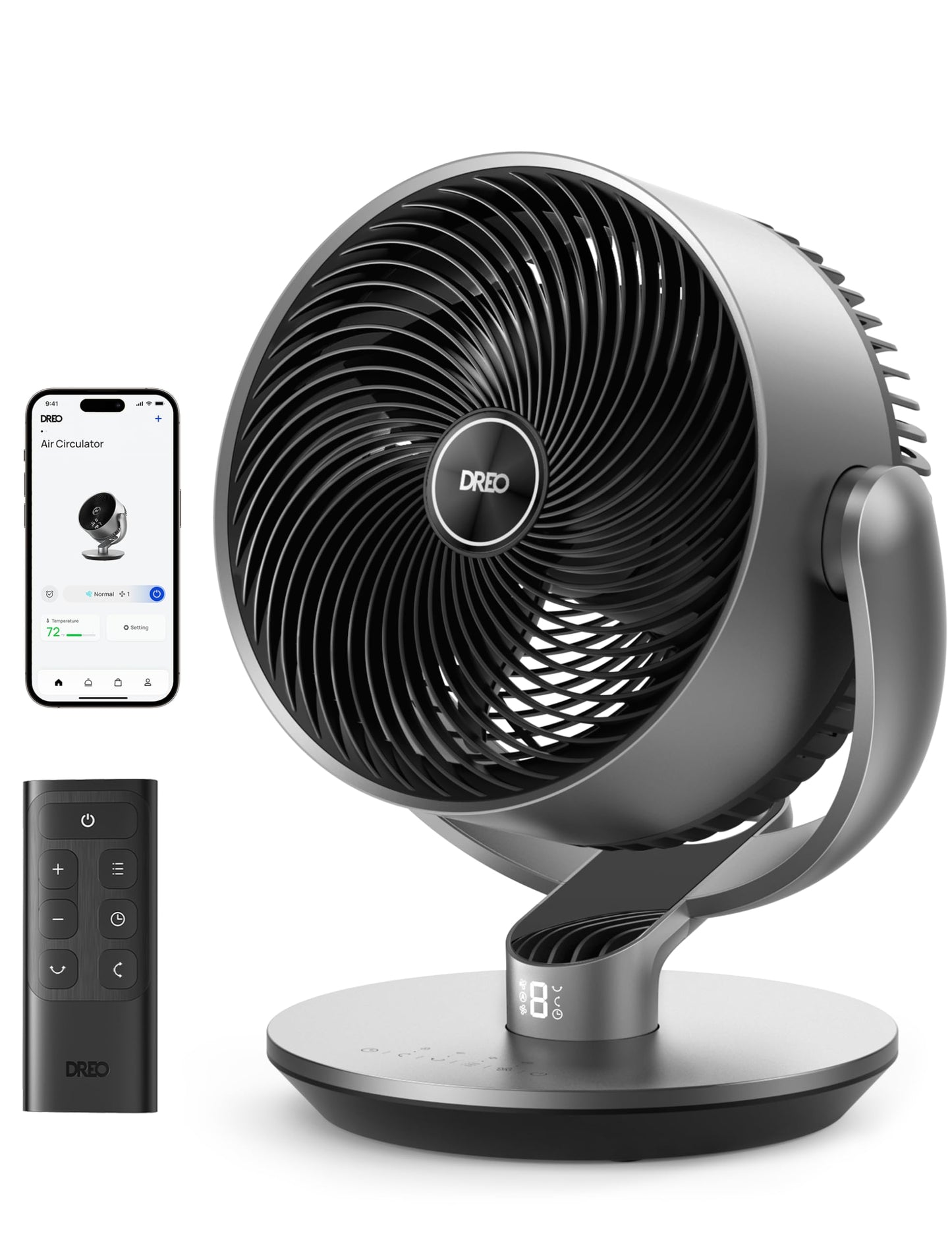DREO 16 Inch 20dB Quiet Smart Fans for Bedroom, DC Room Fan with Remote, 120°+120° Oscillating Fan, 6 Modes, 9 Speeds, 12H Timer,Works