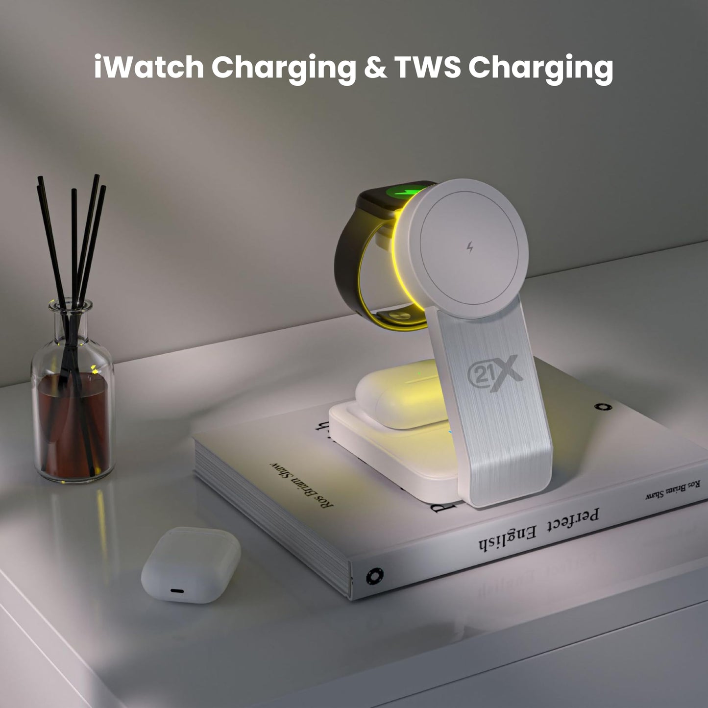 3-in-1 Wireless Charging Station for Apple Devices - Magnetic Foldable Fast Charger for iPhone, Apple Watch & AirPods with Stand - Travel-Friendly