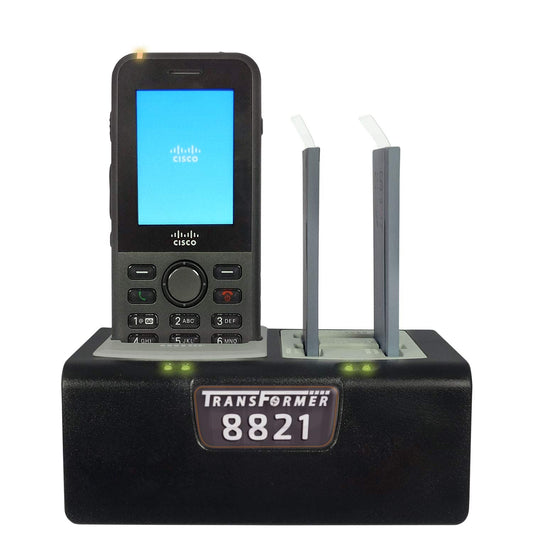 Transformer Charging Station for Cisco 8821 Series: 1 Phone & 2 Batteries. Power Supply Included