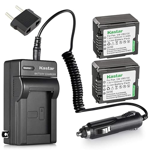 Kastar Battery 2X + Charger Replacement for Panasonic VW-VBG130 Lumix DMC-L10 HDC-HS250 HDC-HS300 HDC-HS700 HDC-SD10 HDC-SD600 HDC-SD700 HDC-SDT750