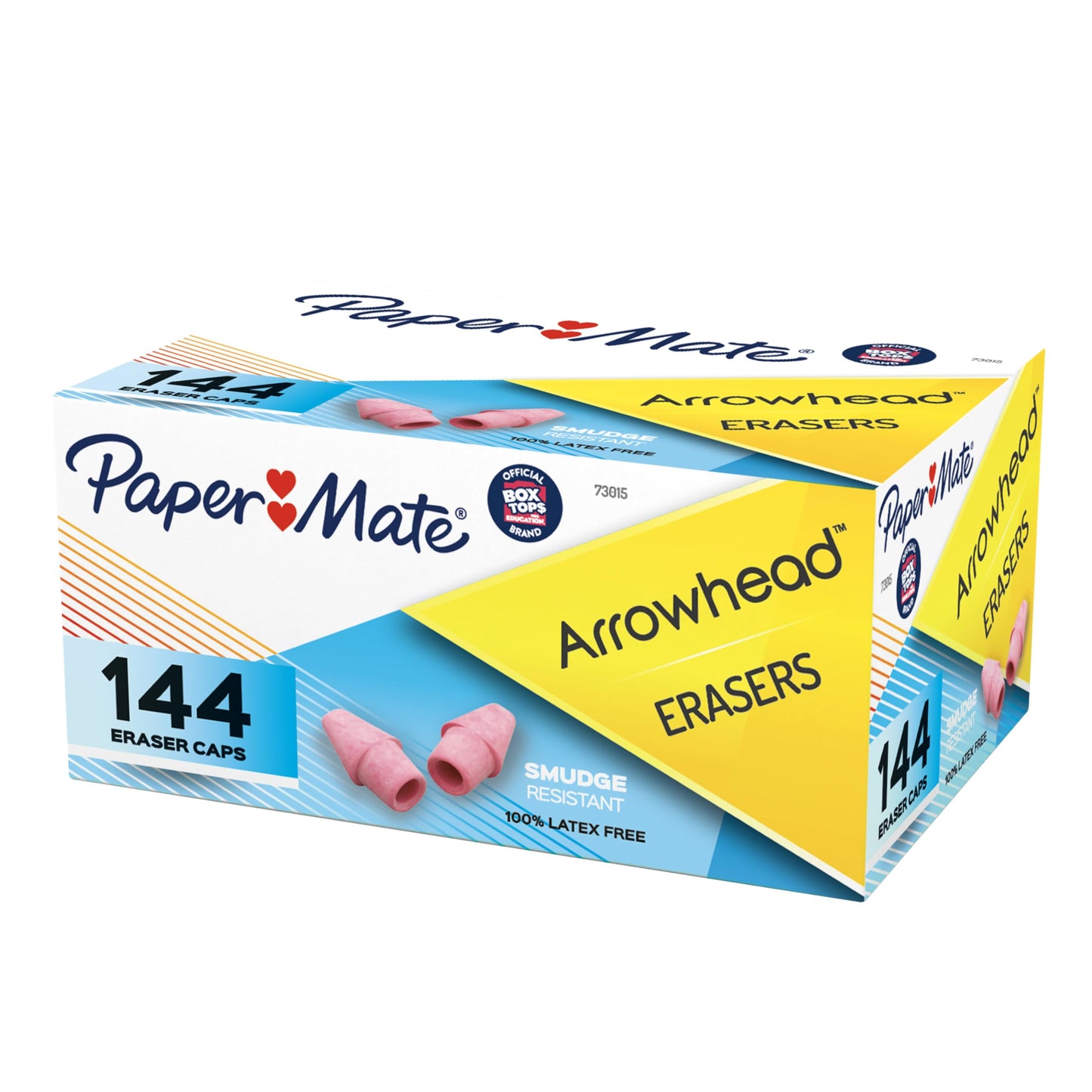 Paper Mate Arrowhead Pink Pearl Cap Erasers, 144 Count - Back to School, Classroom, Homeschool, Teacher Supplies