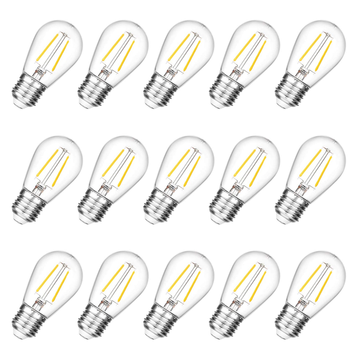 VISTERLITE Shatterproof S14 Replacement LED Light Bulbs, 2W, Equivalent to 11-25 Watt, Warm White 2200K, Outdoor String Lights Vintage Edison Bulb