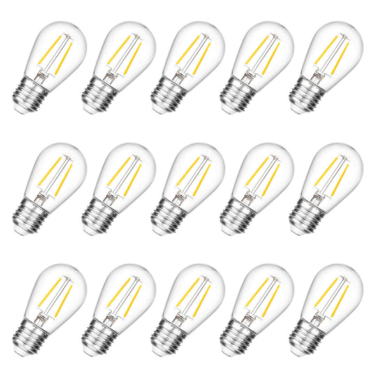 VISTERLITE Shatterproof S14 Replacement LED Light Bulbs, 2W, Equivalent to 11-25 Watt, Warm White 2200K, Outdoor String Lights Vintage Edison Bulb