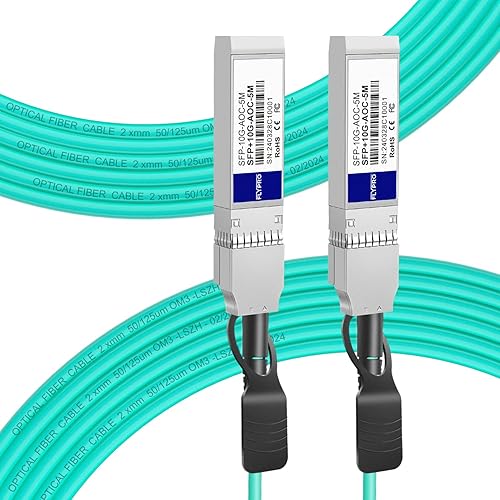 FLYPROFiber- 10G SFP+ AOC Cable, SFP+ to SFP+ Active Optical Fiber Cable 5m, OM3 MMF Direct-Attach Fiber Assemblies with SFP+ connectors for Cisco