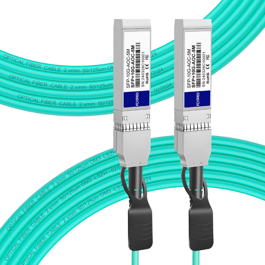 FLYPROFiber- 10G SFP+ AOC Cable, SFP+ to SFP+ Active Optical Fiber Cable 5m, OM3 MMF Direct-Attach Fiber Assemblies with SFP+ connectors for Cisco