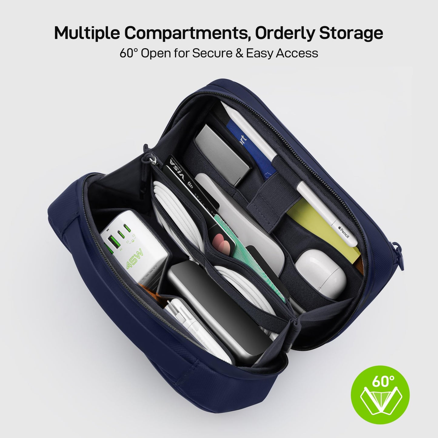 EPICKA Electronics Organizer Travel Case - Cable Organizer Bag for Travel Accessories, Tech Pouch for Cords, Charger, Adapter, Cables, Power Bank