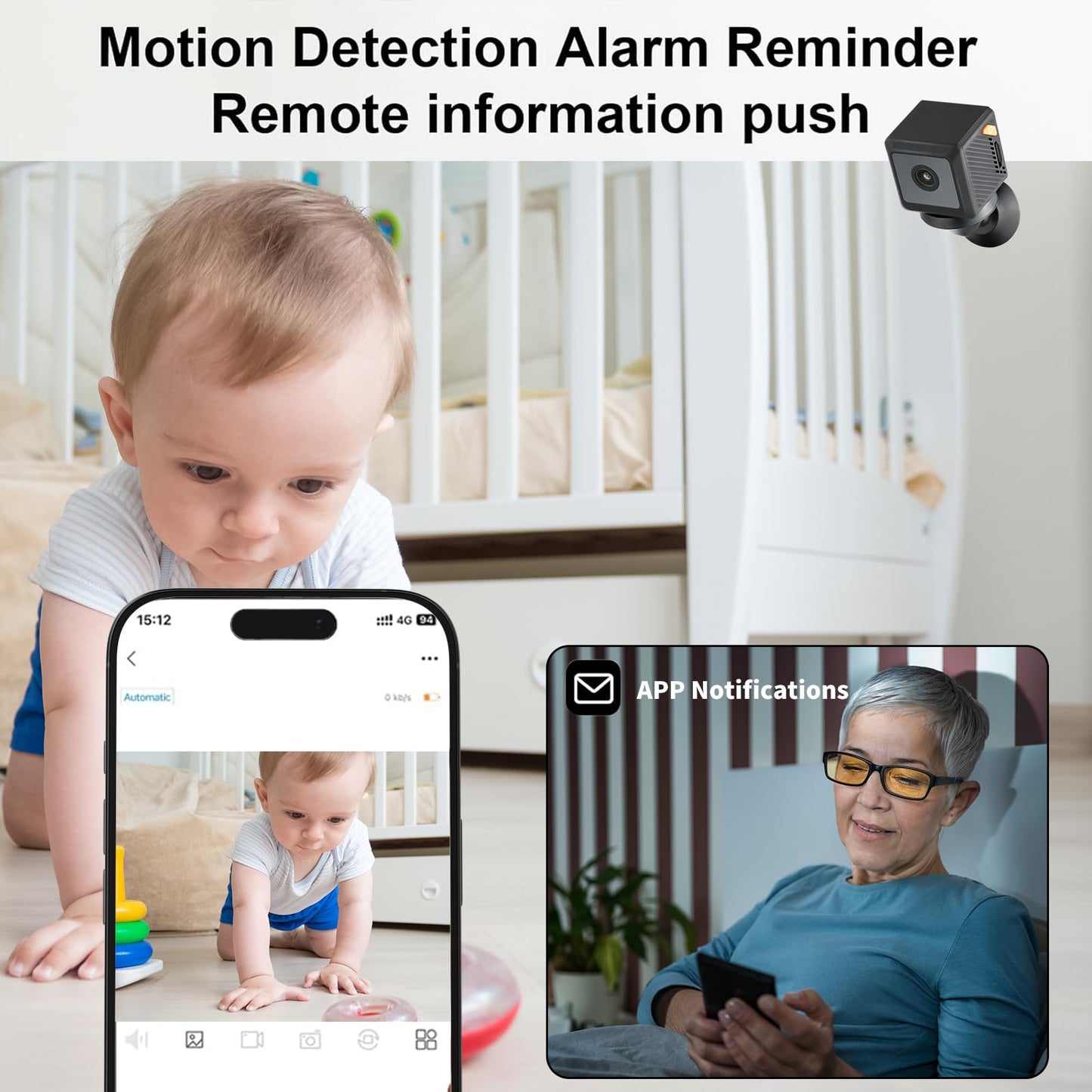 MORNGC 1080P HD Mini Wireless Camera with Long Battery Life, AI Human Eye Detection, Auto Night Vision, WiFi, Baby Monitoring, SD Card Loop Recording